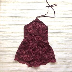 Lace Overlay Halter Romper💕